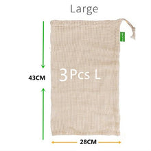 Load image into Gallery viewer, 100% Organic Cotton Mesh Produce Bags Reusable Produce Bags De Life Store 3 Pack - Large 
