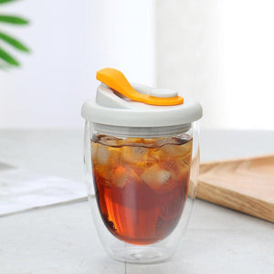 Double Wall Glass Cup With Silicone Lid Double Wall Glass Coffee Cup Lipur 