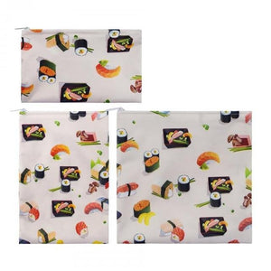 Reusable Zipper Food Bag Reusable Sandwich Bag A&Z Quality Life Store 3pcs - Sushi Prints China 