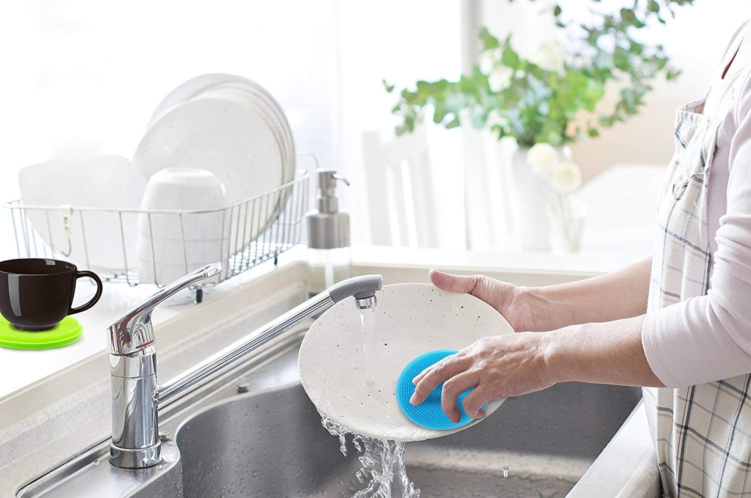  JJMG 3-Piece Multipurpose Silicone Scrub Scrubber Sponge for  Dishwashing, Make up Brush Cleaner : Health & Household